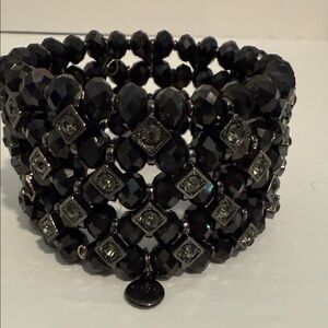Elegant Alfani Black Beaded and Rhinestone Bracelet